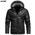 Men's Fleece Liner PU Leather Jackets Coats with Hood Autumn Winter Casual Motorcycle Jacket for Men Windbreaker Biker Jackets