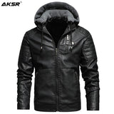 Men's Fleece Liner PU Leather Jackets Coats with Hood Autumn Winter Casual Motorcycle Jacket for Men Windbreaker Biker Jackets