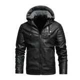 Men's Fleece Liner PU Leather Jackets Coats with Hood Autumn Winter Casual Motorcycle Jacket for Men Windbreaker Biker Jackets